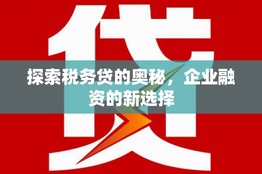 正安探索税务贷的奥秘，企业融资的新选择