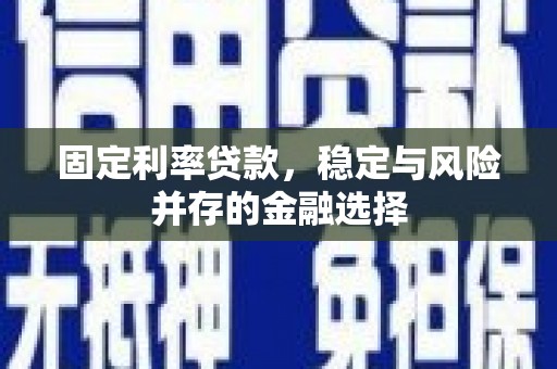 正安固定利率贷款，稳定与风险并存的金融选择