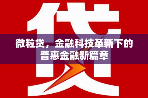 正安微粒贷，金融科技革新下的普惠金融新篇章