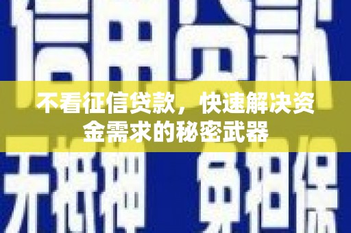 正安不看征信贷款，快速解决资金需求的秘密武器