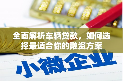 正安全面解析车辆贷款，如何选择最适合你的融资方案